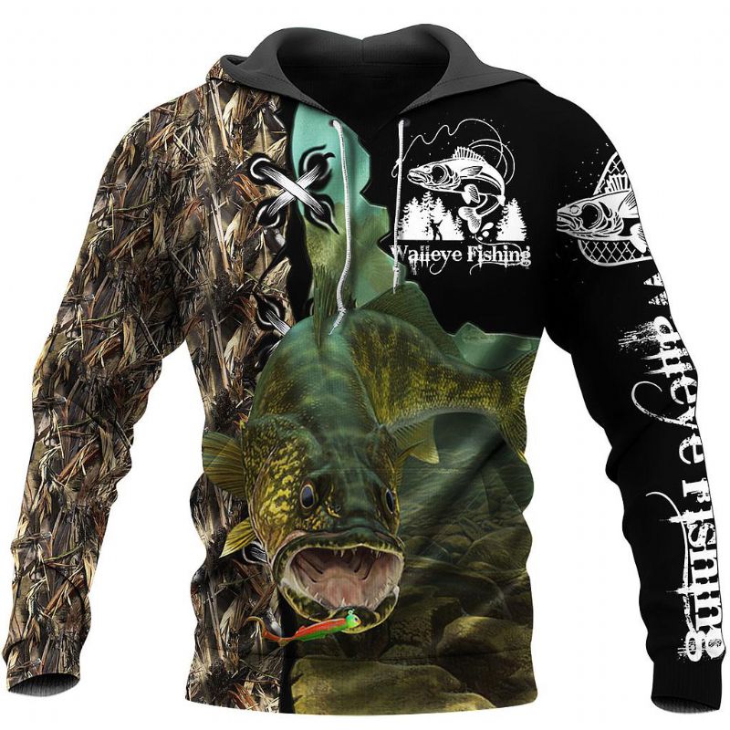 Vissen Liefhebbers Hoodie Digital Printing Outdoor Sport Losse Hoodie Met Capuchon