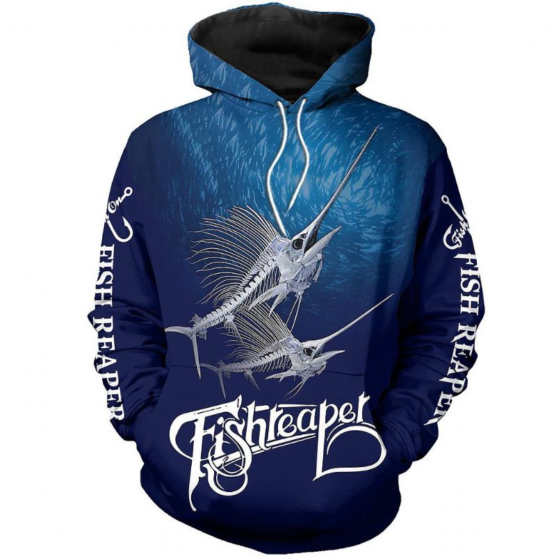 Vissen Liefhebbers Hoodie Digital Printing Outdoor Sport Losse Hoodie Met Capuchon