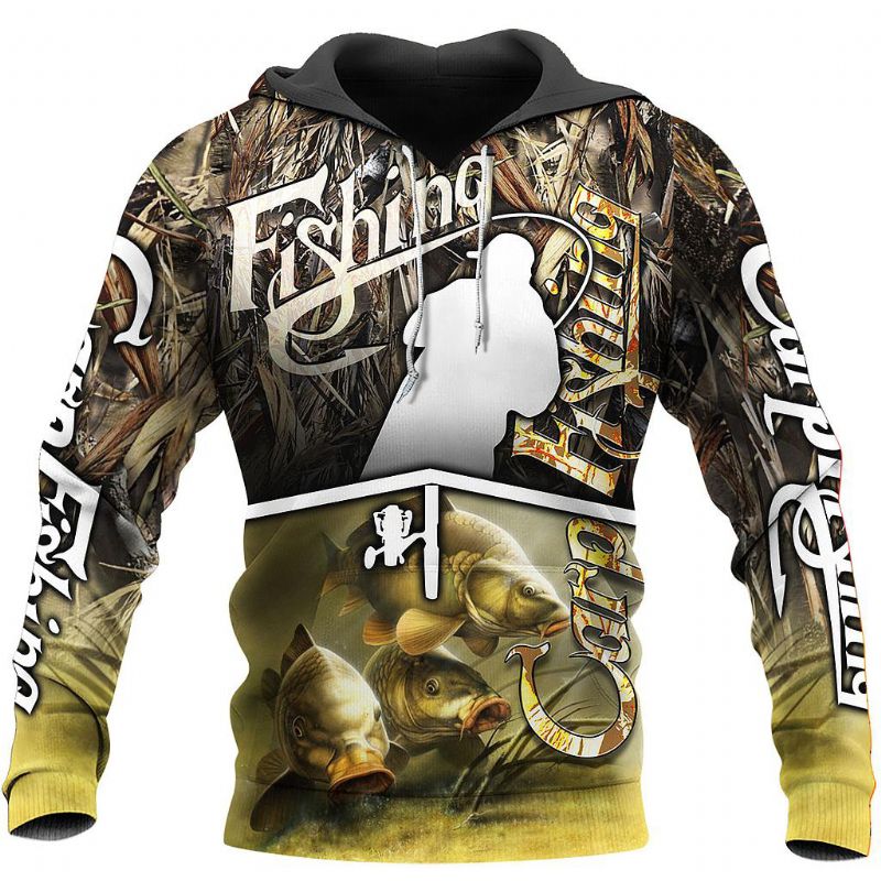 Vissen Liefhebbers Hoodie Digital Printing Outdoor Sport Losse Hoodie Met Capuchon