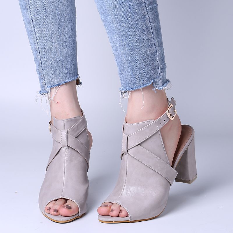 Dames Peep Toe Slingback Buckle Pumps Met Hoge Hak