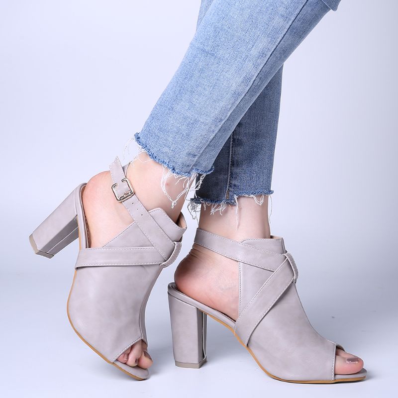 Dames Peep Toe Slingback Buckle Pumps Met Hoge Hak