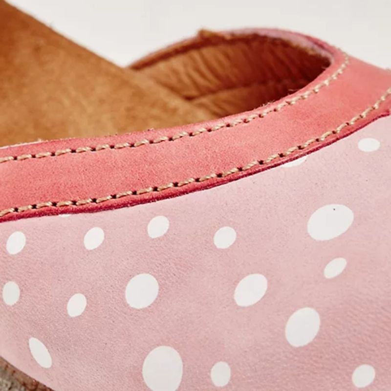 Dames Polka Dot Ronde Neus Enkelband Blokhak Casual Hakken Pumps