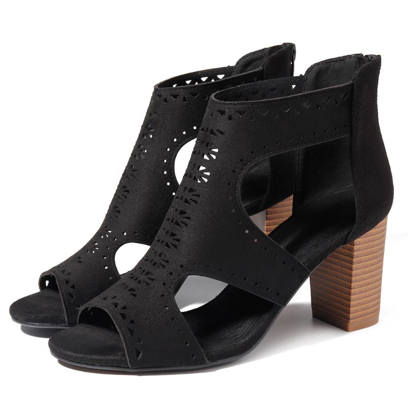 Uitgeholde Effen Kleur Chunky Heel Pumps