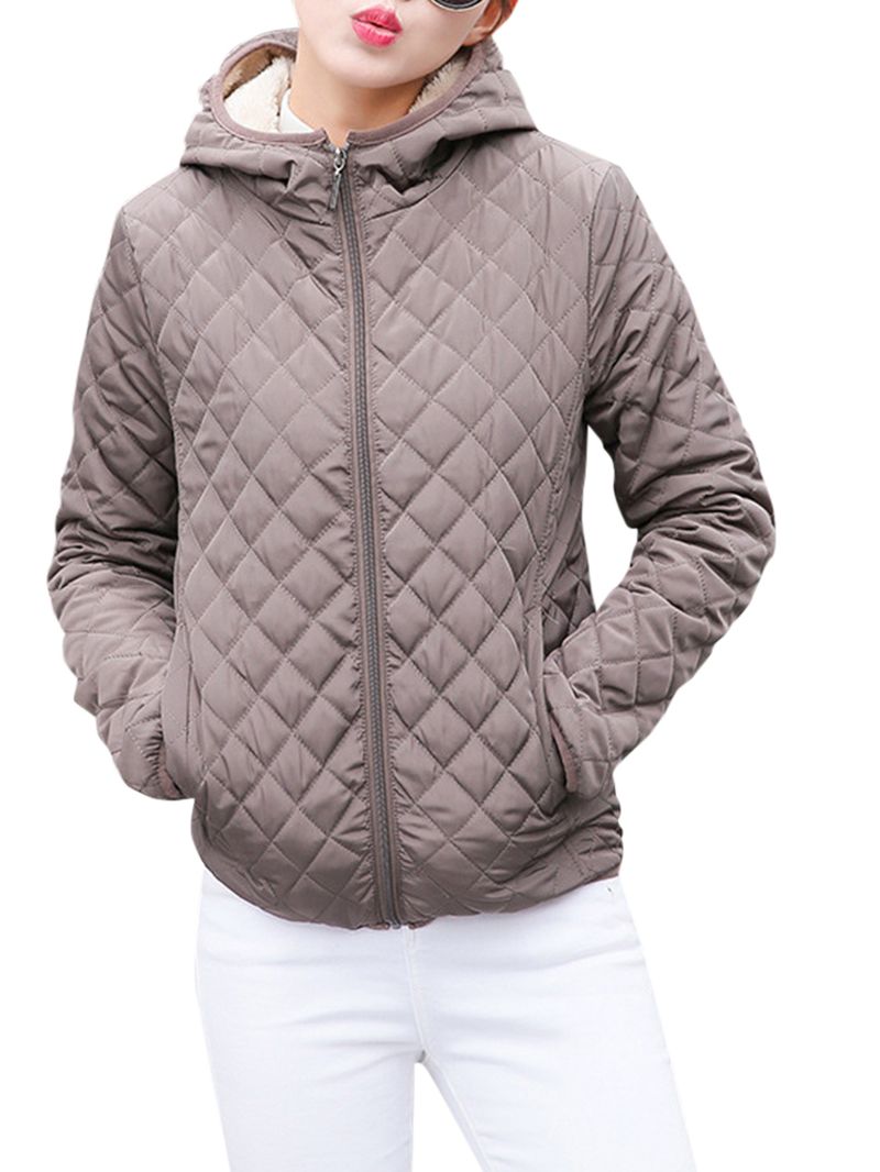 Casual Effen Dikke Fleece Dames Korte Jassen Met Capuchon