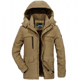 Heren Big Size Fleece Dikke Warme Capuchon Afneembare Outdoor Jas Winter Werkjas