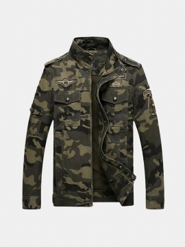 Heren Camo Printing Militaire Katoenen Outdoor Epaulet Jas