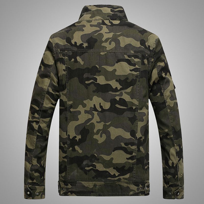 Heren Camo Printing Militaire Katoenen Outdoor Epaulet Jas