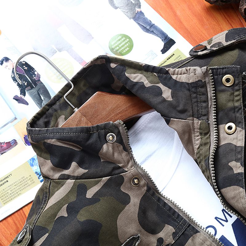 Heren Camo Printing Militaire Katoenen Outdoor Epaulet Jas