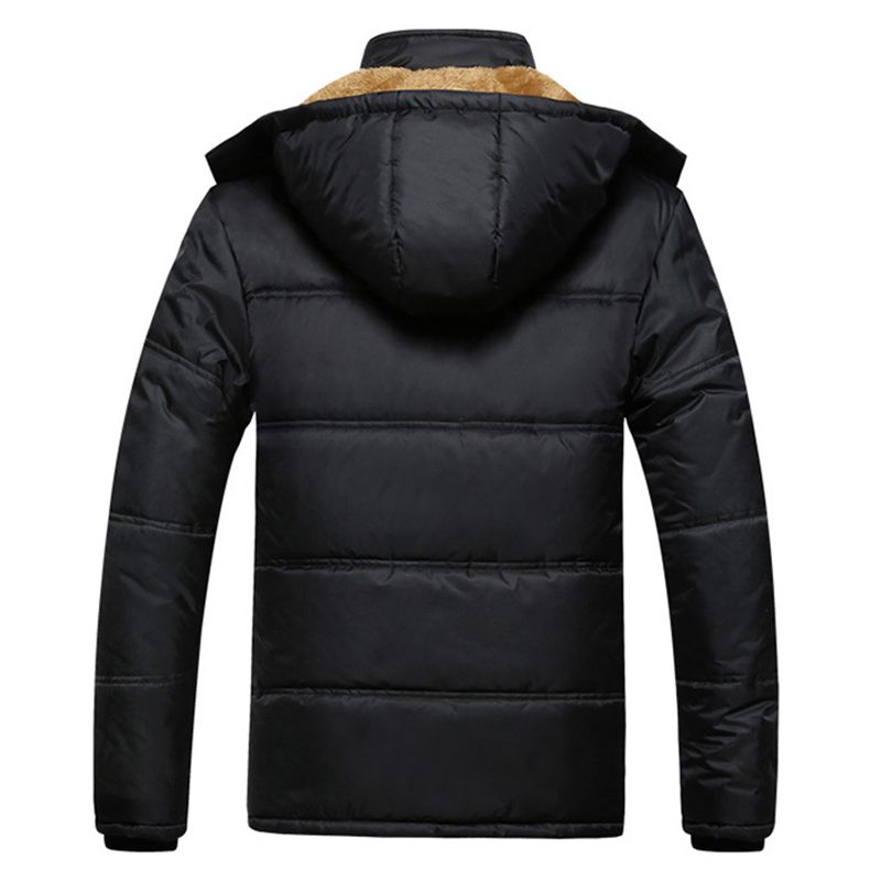 Heren Dikke Warme Winter Fleece Jack Met Capuchon Zwarte Grote Zak Jassen