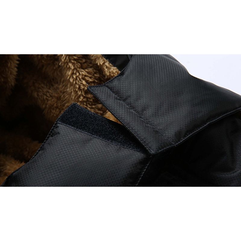 Heren Dikke Warme Winter Fleece Jack Met Capuchon Zwarte Grote Zak Jassen