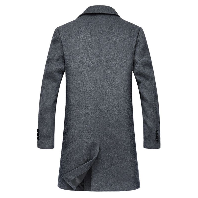 Heren Halflange Slanke Wollen Overjas Dikke Warme Stijlvolle Trenchcoat Met Dubbele Rij Knopen