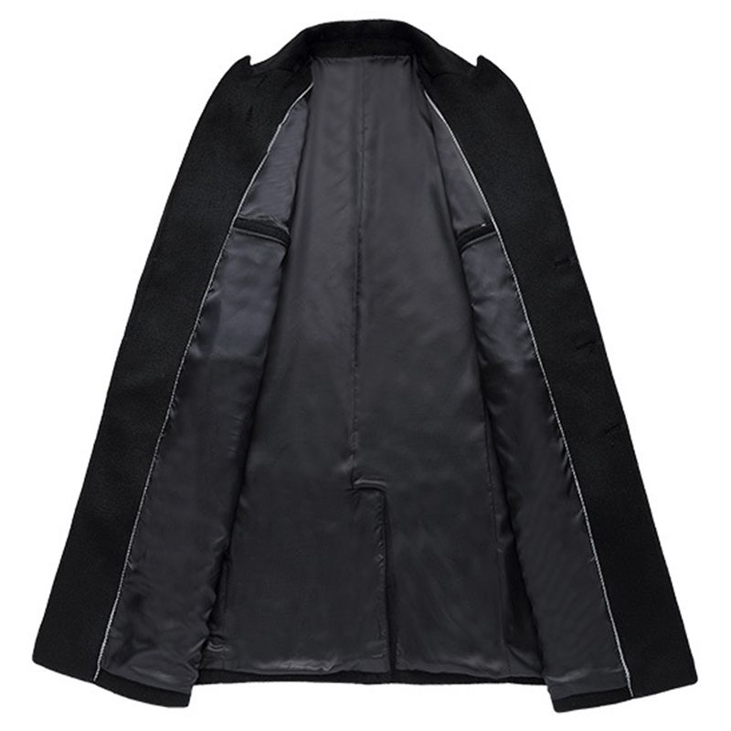 Heren Halflange Slanke Wollen Overjas Dikke Warme Stijlvolle Trenchcoat Met Dubbele Rij Knopen