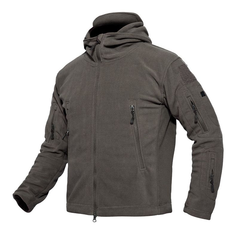 Heren Warme Fleece Outdoor Softshell Militaire Tactische Legergroene Jas Met Capuchon