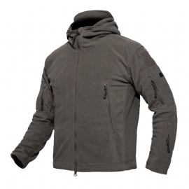 Heren Warme Fleece Outdoor Softshell Militaire Tactische Legergroene Jas Met Capuchon