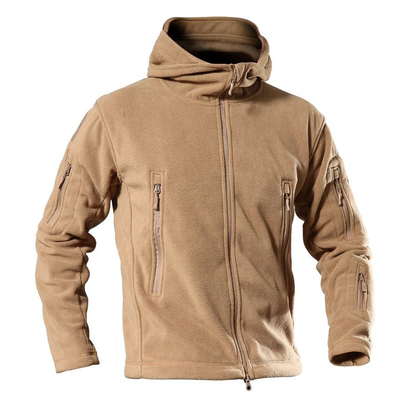 Heren Warme Fleece Outdoor Softshell Militaire Tactische Legergroene Jas Met Capuchon