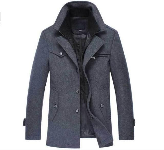 Winterwollen Jas Slim Fit Jassen Casual Bovenkleding Voor Heren