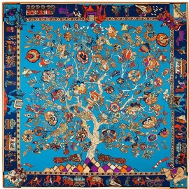 130cm Fortune Tree Tree Of Life Etnisch Bloemenpatroon Dames Twill Sjaal Reissjaal