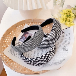 Houndstooth Spons Hoofdband Mode Brede Rand Stof