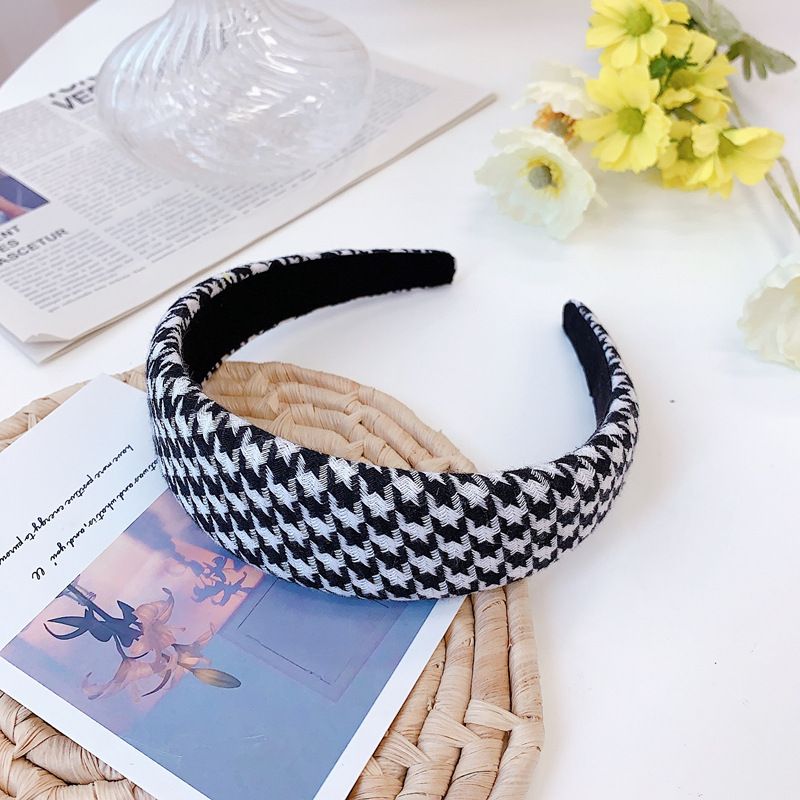 Houndstooth Spons Hoofdband Mode Brede Rand Stof