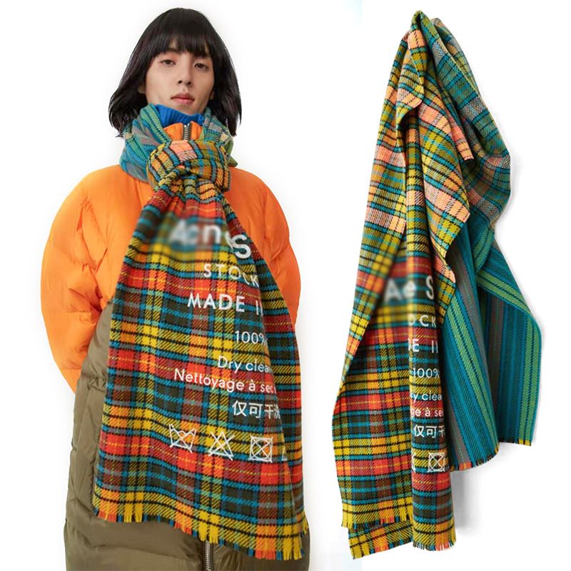 Regenboog Geruite Wollen Sjaal Letter Color Matching Mannen En Vrouwen Paar Dikke Sjaal