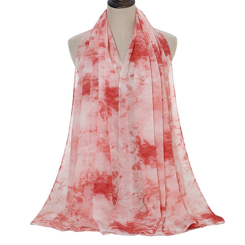 Sjaal Van Chiffon Met Tie-dye-print En Parelmoer