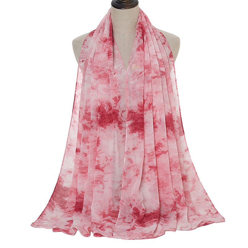 Sjaal Van Chiffon Met Tie-dye-print En Parelmoer