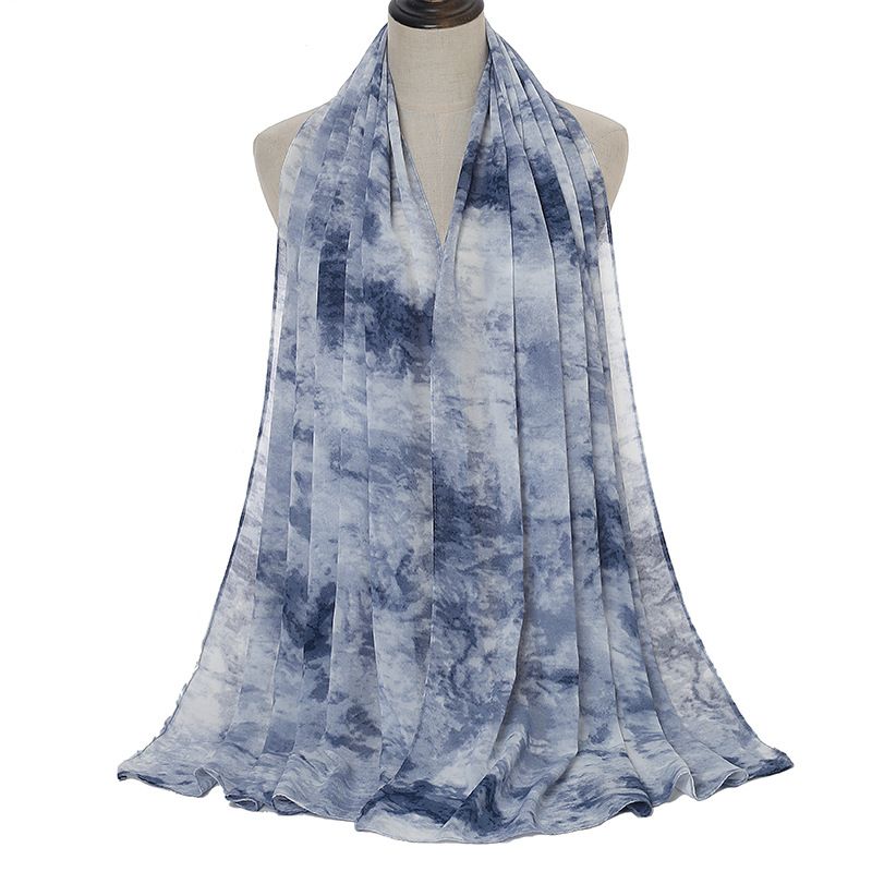 Sjaal Van Chiffon Met Tie-dye-print En Parelmoer