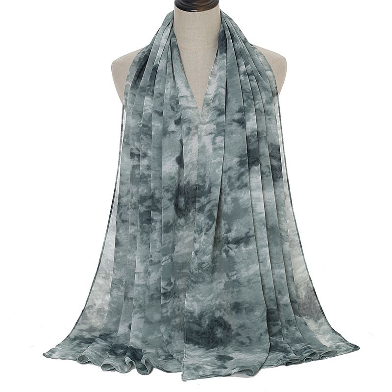 Sjaal Van Chiffon Met Tie-dye-print En Parelmoer