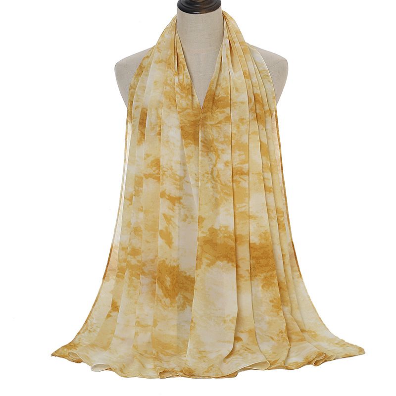 Sjaal Van Chiffon Met Tie-dye-print En Parelmoer