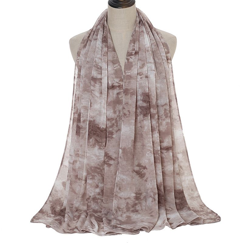 Sjaal Van Chiffon Met Tie-dye-print En Parelmoer