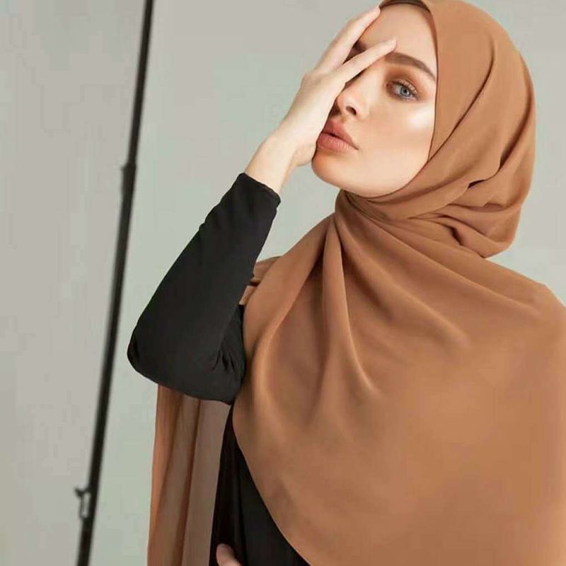 Vrouwen Monochrome Etnische Parel Chiffon Bubble Handdoek Hoofdband Hijab Sjaal Arabische Sjaal Tulband Hoed