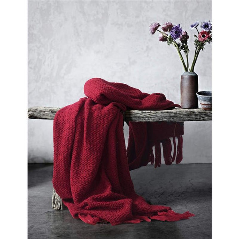 Warm Cosy Gebreide Dekens Rood 130cm X160cm