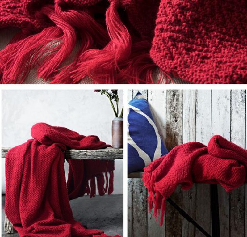 Warm Cosy Gebreide Dekens Rood 130cm X160cm