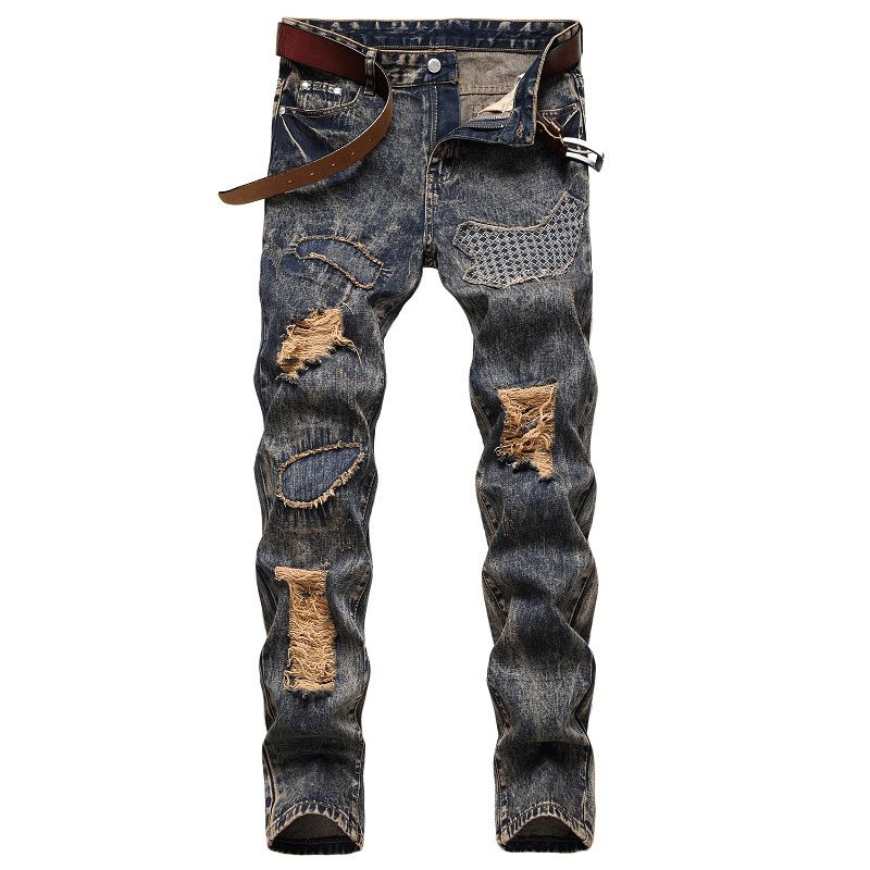 2024 Nieuwe Mode Heren Katoen Gescheurd Gat Jeans Casual Slim Skinny Wit Zwart Jeans Mannen Broek Casual Mannelijke Hiphop Denim Broek