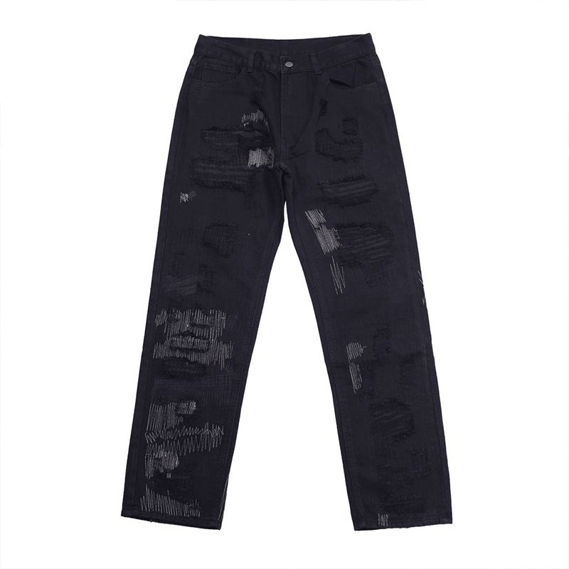 7tt Originele Nationale Chaogao Street Cut Losse Rechte Jeans Heren Wijde Pijpen Hoge Taille Veelzijdige Casual Broek