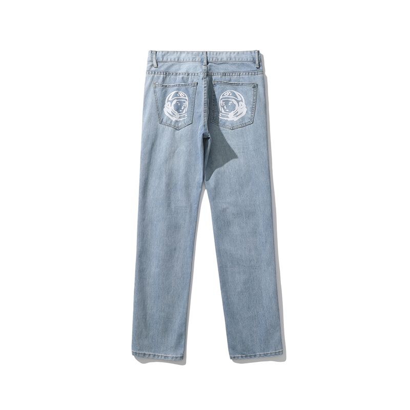 Casual Bedrukte Rechte Broek Straight Leg Wijd Gewassen Jeans Voor Tieners