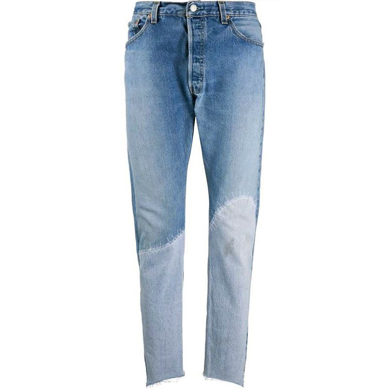 Mode Zware Industrie Vernietigt Slim-fit Jeans Met Stiksels
