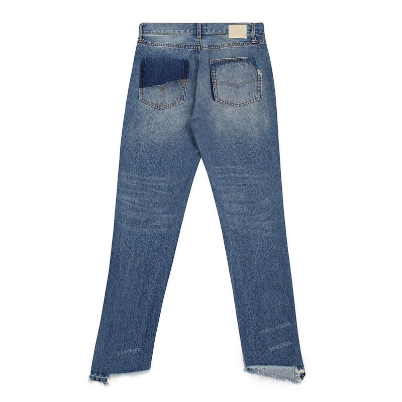 Mode Zware Industrie Vernietigt Slim-fit Jeans Met Stiksels