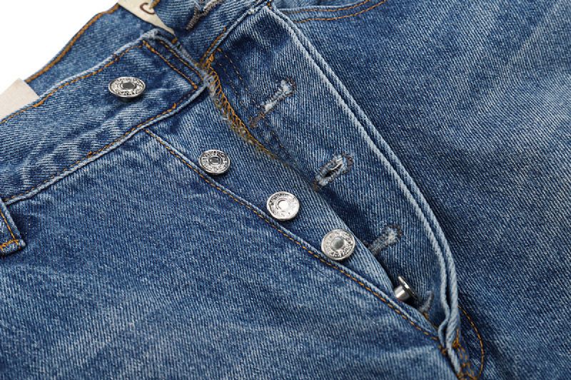 Mode Zware Industrie Vernietigt Slim-fit Jeans Met Stiksels