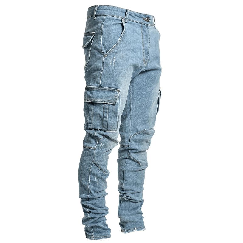 Modieuze En Eenvoudige Multi-pocket Tooling-jeans Voor Heren