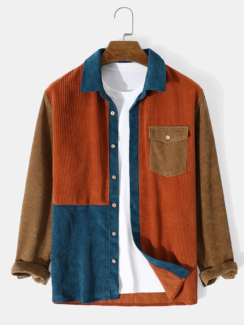 Casual Overhemd Van Corduroy Met Knoopsluiting Voor Heren