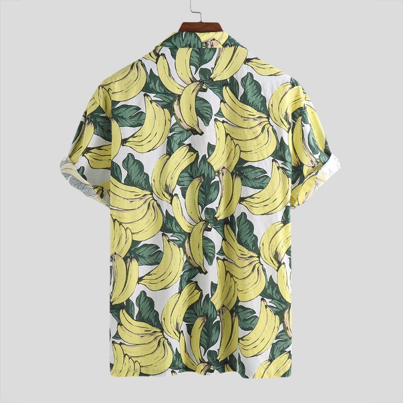 Heren Bananenprint Casual Losse Zomervakantie Shirts