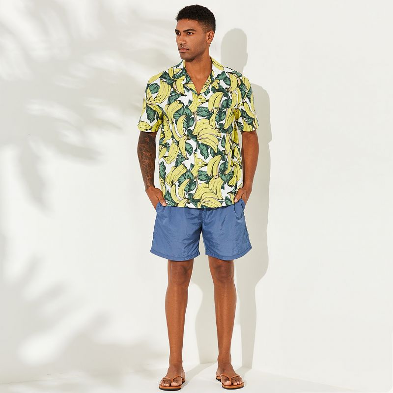 Heren Bananenprint Casual Losse Zomervakantie Shirts