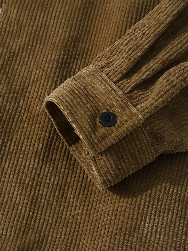 Heren Corduroy Borstzakken Knopen Met Trekkoord Hooded Shirts