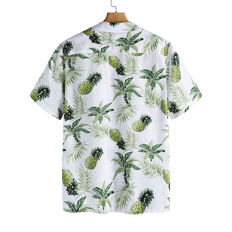 Heren Tropische Planten Bedrukte Hawaiiaanse Shirts Met Korte Mouwen