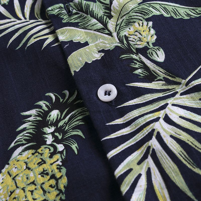 Heren Tropische Planten Bedrukte Hawaiiaanse Shirts Met Korte Mouwen