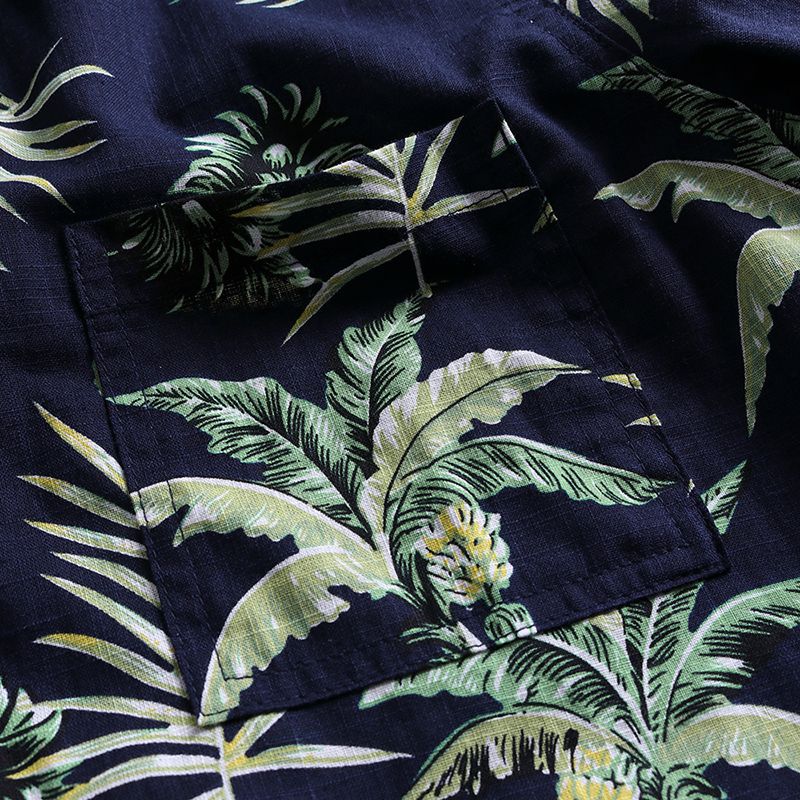 Heren Tropische Planten Bedrukte Hawaiiaanse Shirts Met Korte Mouwen