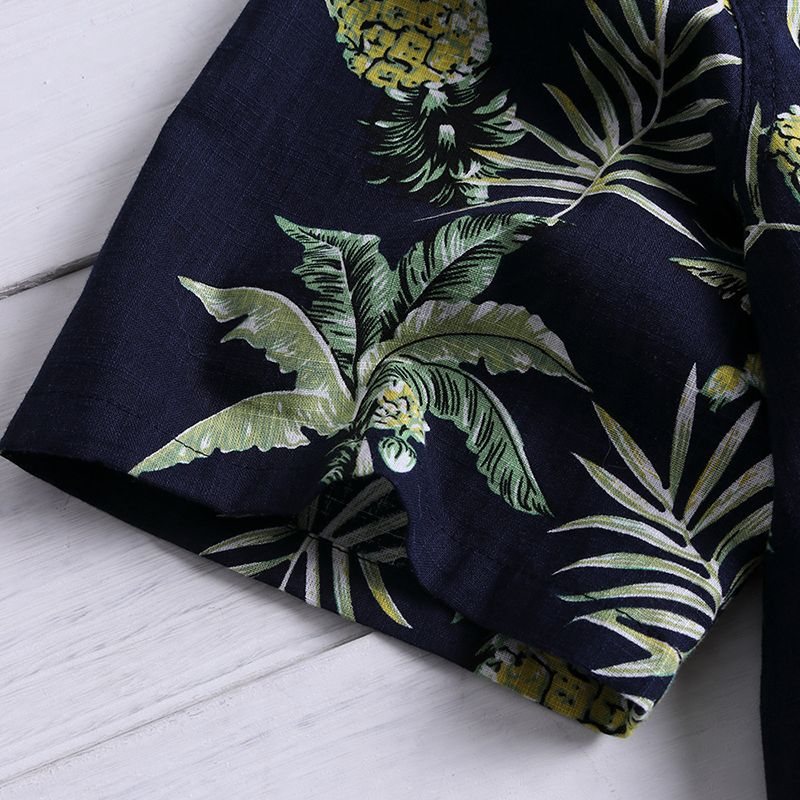 Heren Tropische Planten Bedrukte Hawaiiaanse Shirts Met Korte Mouwen