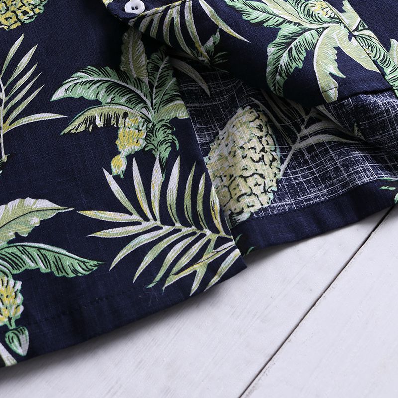 Heren Tropische Planten Bedrukte Hawaiiaanse Shirts Met Korte Mouwen