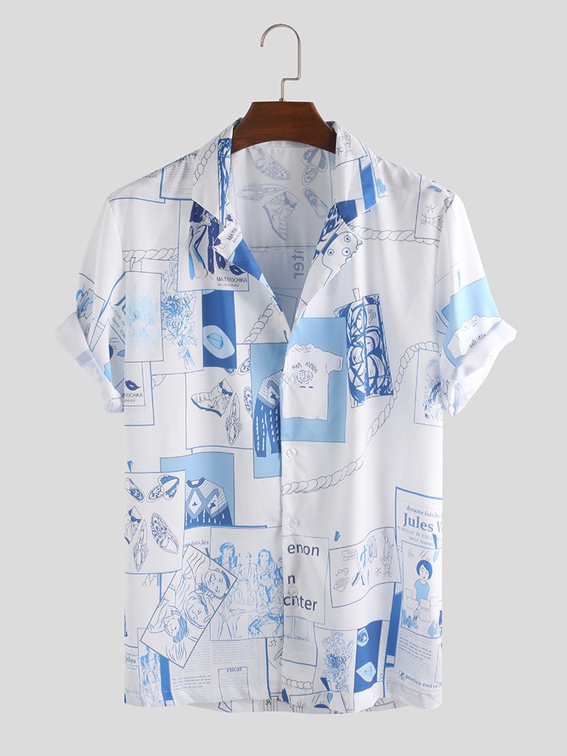 Herenmode Grappige Bedrukte Zomer Ademende Casual Shirts